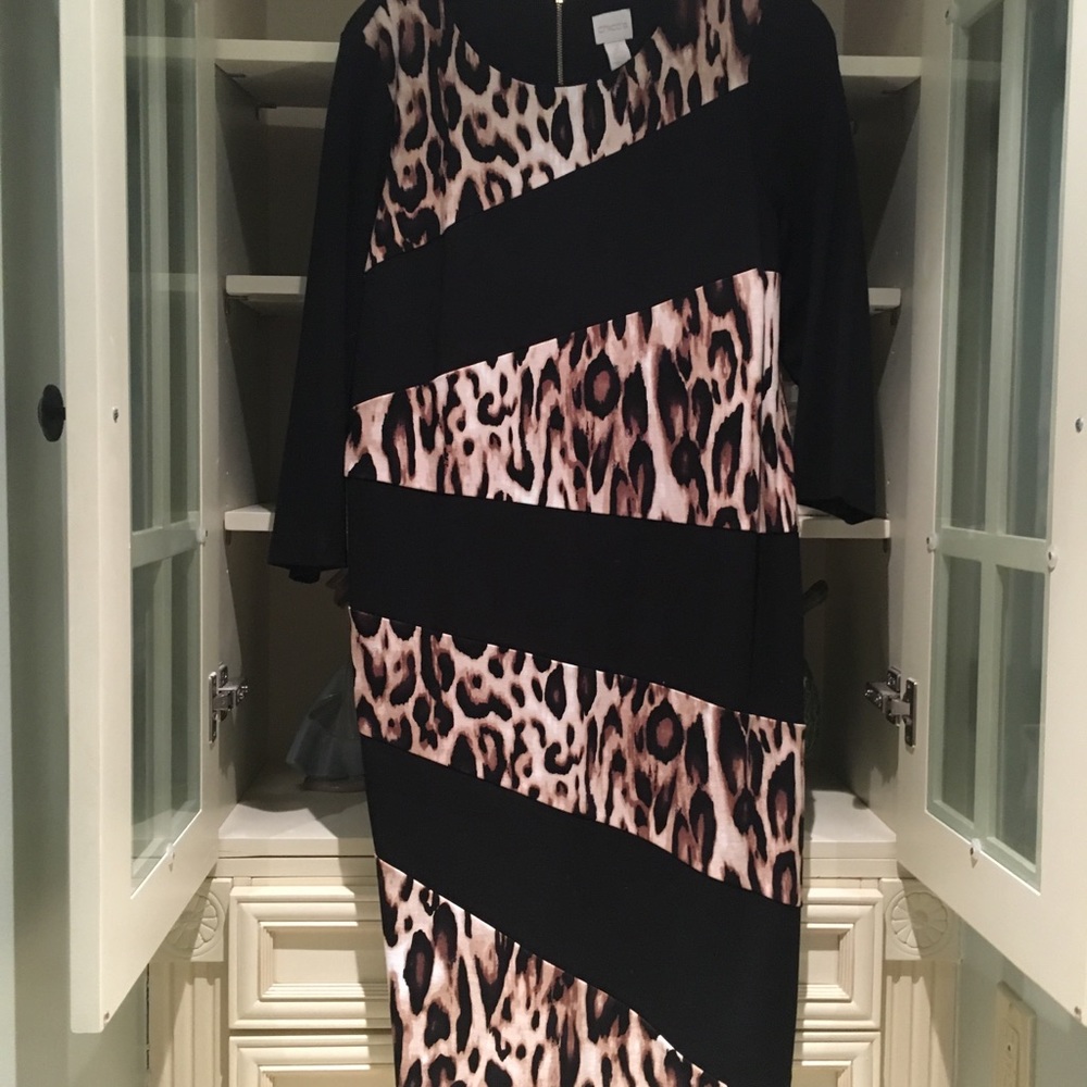 Chico’s leopard print and black size 2 dress